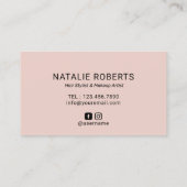 Hair & Makeup Beauty Salon Blauwgroen & Roze Typog Visitekaartje (Achterkant)