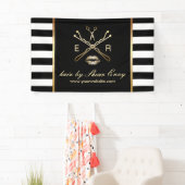 Hair & Makeup Beauty Salon Logo Modern Stripes Spandoek (Insitu)