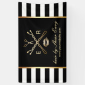 Hair & Makeup Beauty Salon Logo Modern Stripes Spandoek (Verticaal)