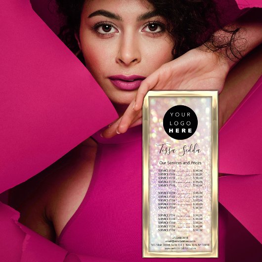 Hair Makeup Body Massage Logo Holograaf Glitter Reclamekaart