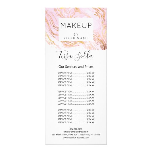 Hair Makeup Body Skin Artist Price List Reclamekaart (Voorkant)