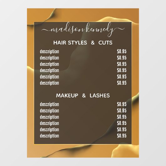 Hair Makeup Gold Inky Abstract Alcohol Fab Value Raamsticker (Vel)