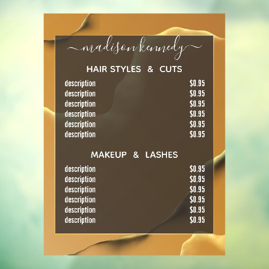 Hair Makeup Gold Inky Abstract Alcohol Fab Value Raamsticker (Vel 3)