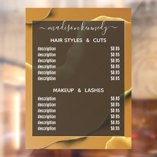 Hair Makeup Gold Inky Abstract Alcohol Fab Value Raamsticker (Vel 2)