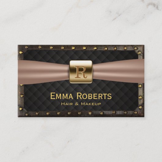  Hair & Makeup Gold Monogram Steampunk Visitekaartje (Voorkant)