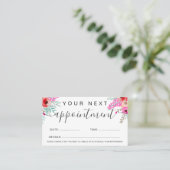 Hair makeup mint roze floral waterverf script afsprakenkaartje (Staand voorkant)