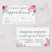 Hair makeup mint roze floral waterverf script afsprakenkaartje (Voorkant / Achterkant)