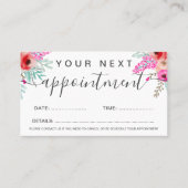 Hair makeup mint roze floral waterverf script afsprakenkaartje (Voorkant)