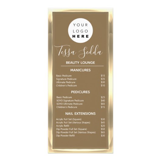 Hair Makeup Nail Manicure Pedicure Gold Bronze Reclamekaart (Voorkant)