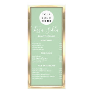 Hair Makeup Nail Manicure Pedicure Gold Mint Green Reclamekaart