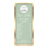 Hair Makeup Nail Manicure Pedicure Gold Mint Green Reclamekaart (Achterkant)