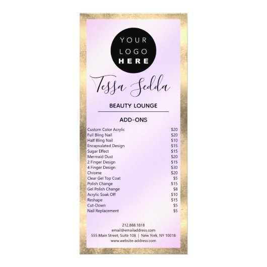 Hair Makeup Nails Manicure Pedicure Paars Reclamekaart (Achterkant)