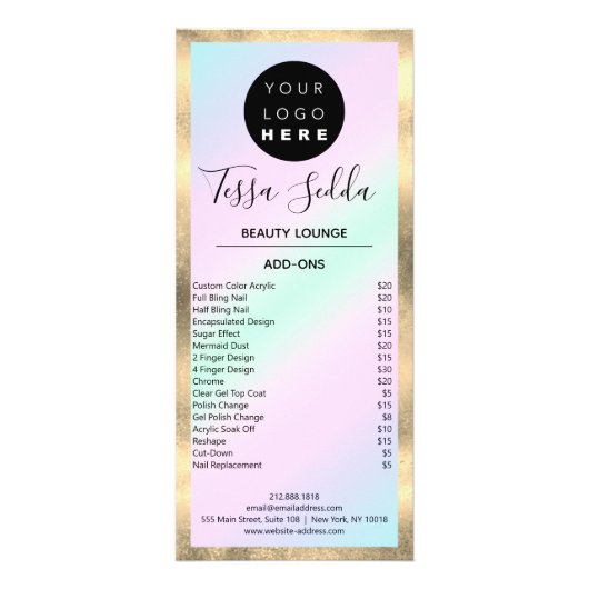 Hair Makeup Nails Manicure Pedicure Studio Reclamekaart (Achterkant)