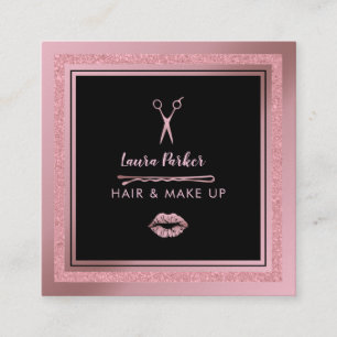 Hair Makeup Stylist Roos Gold Faux Black Glitter Vierkante Visitekaartje