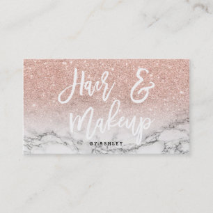 Hair Makeup typografie roos goud glitter marmer Visitekaartje