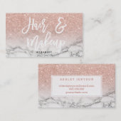 Hair Makeup typografie roos goud glitter marmer Visitekaartje (Voorkant / Achterkant)