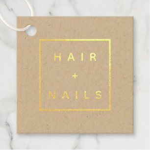 HAIR + NAILS logo kraft Square Folie Favor Tags