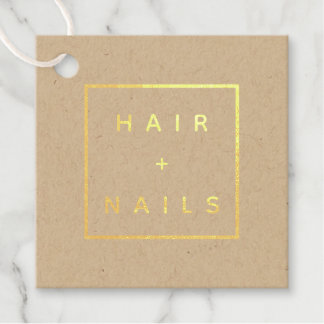 HAIR + NAILS logo kraft Square Folie Favor Tags