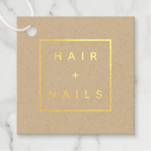 HAIR + NAILS logo kraft Square Folie Favor Tags