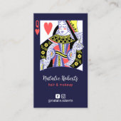 Hair Queen of Hearts Navy Hairdresser Beauty Salon Klantenkaartje (Voorkant)