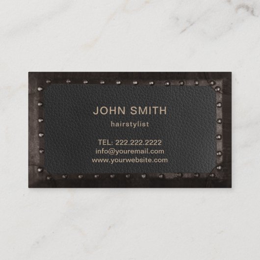 Hair Salon Antiek schaar leder en metaal Visitekaartje (Achterkant)