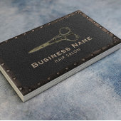 Hair Salon Antiek schaar  leder en metaal Visitekaartje