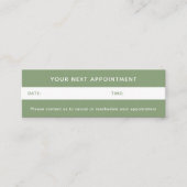 Hair Salon Appointment Herinneringsschaar Groen Mini Visitekaartje (Voorkant)