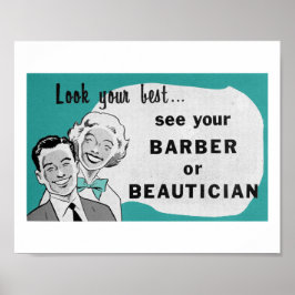 Hair Salon Art Beauticien Afdrukken in Aqua Poster