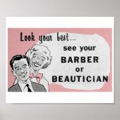  Hair Salon Art Beauticien Afdrukken in roze Poster (Voorkant)