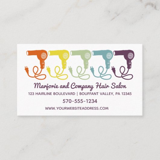 Hair Salon Beauty Parlor Retro Hairdryers Grafisch Visitekaartje (Voorkant)