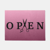 Hair Salon Black Scissor Open Welcome Deurmat (Voorkant)