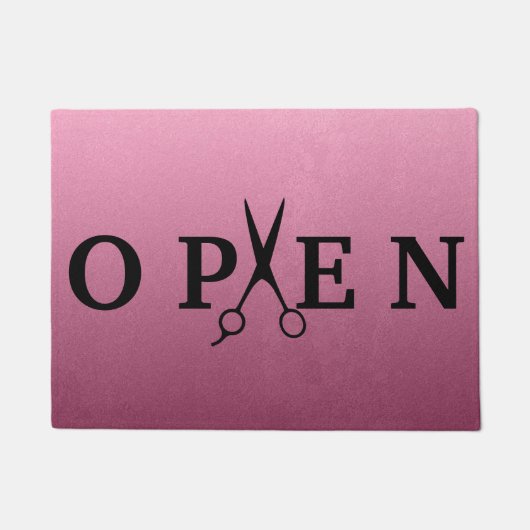 Hair Salon Black Scissor Open Welcome Deurmat (Voorkant)