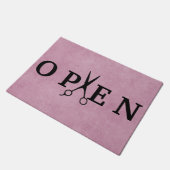 Hair Salon Black Scissor Open Welcome Doormat Deurmat (Schuin)