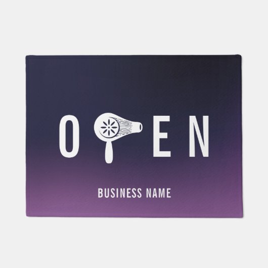 Hair Salon Blow Dry Bar Deep Paars Open Welkom Deurmat (Voorkant)