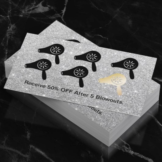 Hair Salon Blow Dry Bar Silver Glitter Loyalty