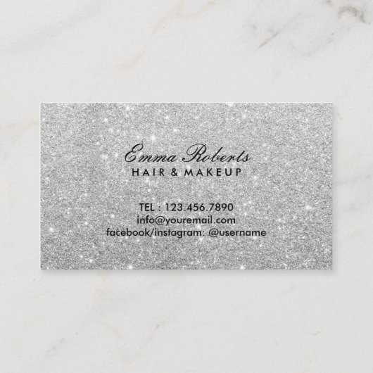 Hair Salon Blow Dry Bar Silver Glitter Loyalty (Achterkant)