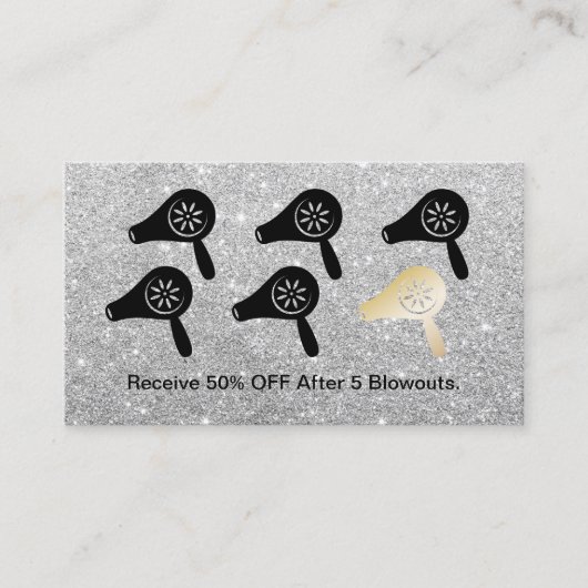 Hair Salon Blow Dry Bar Silver Glitter Loyalty (Voorkant)