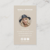 Hair Salon Calligraphy Script Photo Collage Beige  Visitekaartje (Achterkant)