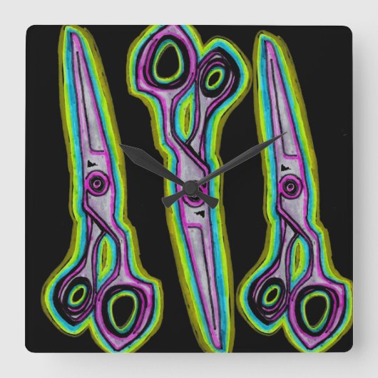 Hair Salon Clock Vierkante Klok (Voorkant)