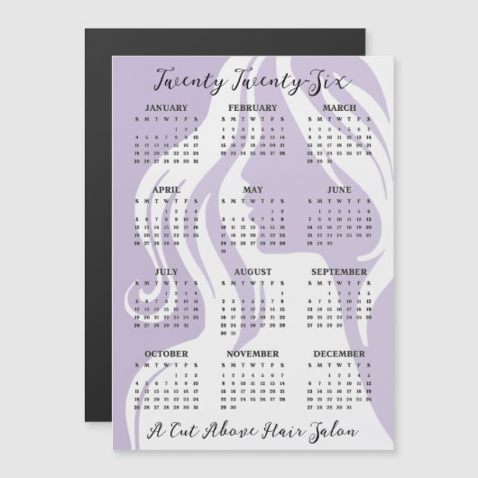 Hair Salon Design 2026 Calendar Magnetic Card (Voorkant / Achterkant)