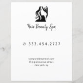 Hair salon elegant Black White Service menu flyer (Achterkant)
