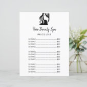 Hair salon elegant Black White Service menu flyer (Staand voorkant)