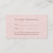 Hair Salon Elegant Blush Pink Glitter Appointment Afsprakenkaartje (Achterkant)