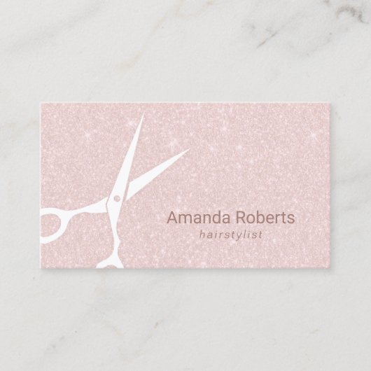 Hair Salon Elegant Blush Pink Glitter Appointment Afsprakenkaartje (Voorkant)