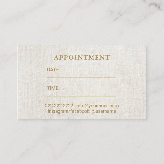 Hair Salon Elegant Gold Typografie Benoeming Afsprakenkaartje (Achterkant)