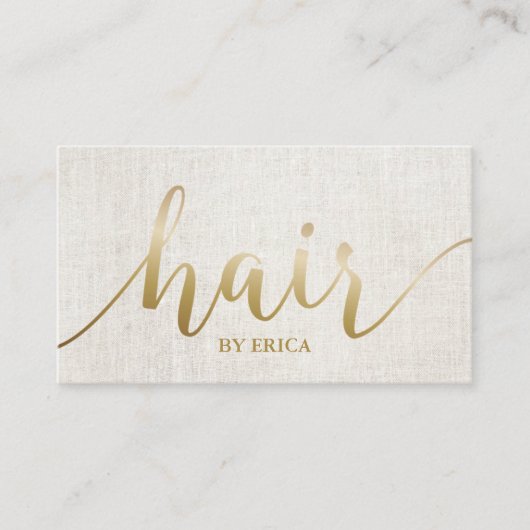 Hair Salon Elegant Gold Typografie Benoeming Afsprakenkaartje (Voorkant)