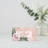 Hair Salon Elegant Pink Rose Glitz Typografie Visitekaartje (Staand voorkant)