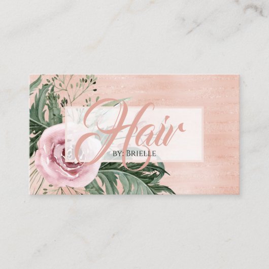 Hair Salon Elegant Pink Rose Glitz Typografie Visitekaartje (Voorkant)