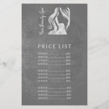Hair Salon Elegant Silver Gray Price List Services