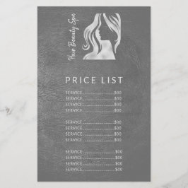Hair Salon Elegant Silver Gray Price List Services Flyer